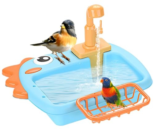 Baignoire Automatique pour Oiseaux, Fontaine de Bain Automatique pour perroquets, Baignoire Oiseaux Cage avec robinets pour Le Nettoyage et Le Bain des perruches de Petite