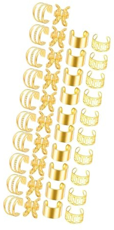 OIIBWQ Fermagli per Trecce, Accessori per Capelli per Trecce, Polsini per Capelli, Anelli per Carnevale, Festival, Feste, Balli di Fine Anno, Oro 40 Pezzi