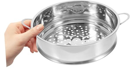 Alipis Vaporiera Acciaio 22 Cm Bordo di Tenuta Inserto a Vapore per Pentola Superficie Liscia Design Impilabile per Gnocchi Verdure Carne Pesce