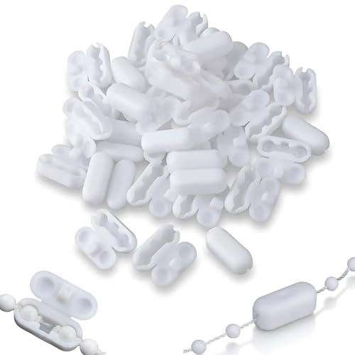30 PCS Roller Blind Chain Connectors – White Plastic Bead Chain Clips, 4.5mm Ball Chain Connector Replacement for Roller, Roman & Vertical Blinds, Window Blind Repair Accessories