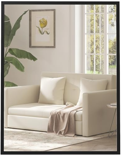 HOMCOM Espejo de Pared, 70x90 cm, Espejo de Baño Rectangular, Decorativo para Salón, Entrada, Pasillo, Horizontal o Vertical, Negro