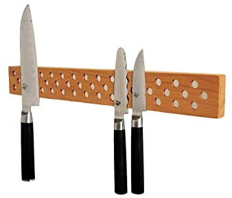 Magnetic Wooden Knife Bar Holder Strip, Cherry or Walnut, 12, 16, 20, or 24 Inch (12 Inch, Cherry)