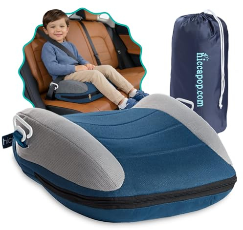 Hiccapop UberBoost Inflatable Booster Car Seat | Travel Booster Car Seat | Portable Booster Seat for Toddlers, Kids, Child (Navy/Gray)