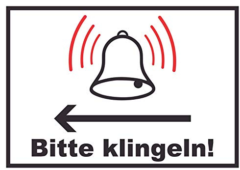 HB-Druck Bitte klingeln Richtungspfeil Links Schild A5 (148x210mm)