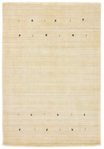 carpetfine Wollteppich Gabbeh Uni Weiß 200x250 cm | Moderner Teppich für Wohn- und Schlafzimmer