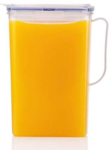 LocknLock Aqua Fridge Door Water Jug with Handle BPA Free Plastic Pitcher with Flip Top Lid Perfect for Making Teas and Juices, 2 Quarts, Clear