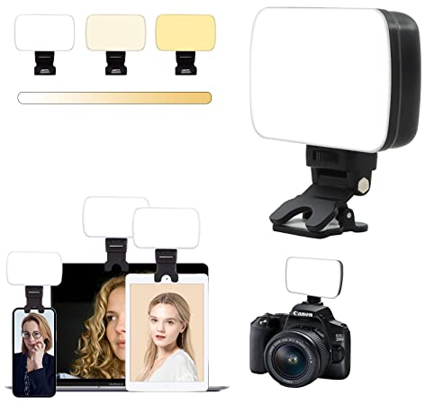 Wiederaufladbares Videokonferenz-Beleuchtungsset mit 1 Blitzschuh,Webcam-Beleuchtung mit 3 Lichtmodi und stufenloser/10-stufiger Dimmung,Zoom-Besprechungsbeleuchtung für Kamera,Computer-Live-Streaming