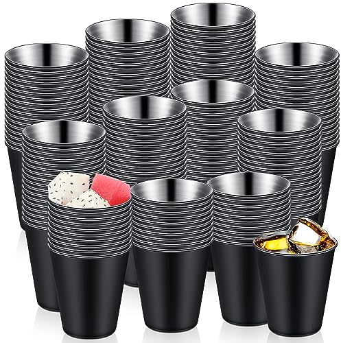 100 vasos de chupito de acero inoxidable de 2 onzas, vasos de chupito pequeños irrompibles para espresso, whisky, bar, hogar, restaurante, camping, bar, regalo (negro)