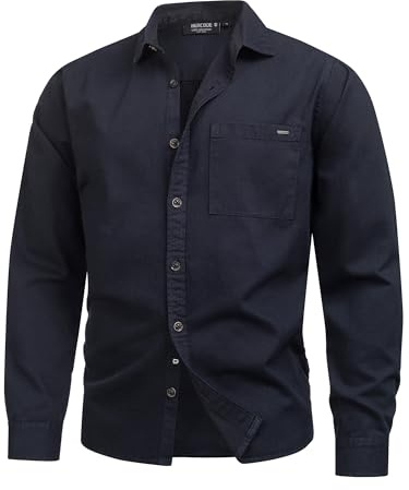 Indicode Uomini INBroidy Shirt | Camicia a Maniche Lunghe in 100% Cotone Dark Navy XXL