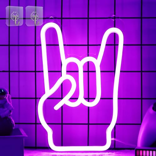 CooPark Rock and Roll Neon Sign, Dimmable LED Art Wall Decor Neon Light with USB Powered, Studio Music Lover Party Bar Rec Bedroom Decor, Cool Gifts for Birthday Christmas Man Friend Boyfriend Teen