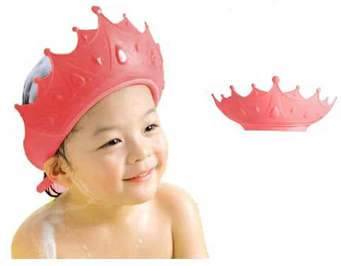 ITECHNIK Duschhaube Kinder, Bonnet de shampooing pour bébé Chapeau Douche Bébé, pour les enfants de 0 à 9 ans, Réglable Visière Bonnets de Bain Protégez les Yeux et Oreilles des Enfants(Rose)