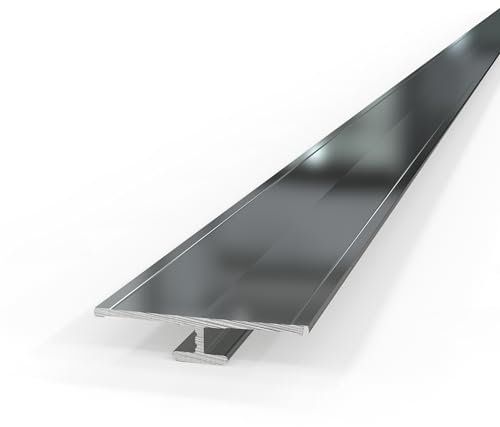 AUPROTEC Aluminium Transition Profile High Gloss Polished 200 cm Aluminium Back Wall Connection Profile for 3 mm Shower Back Walls Wall Cladding Profile Strips for Kitchen Back Wall