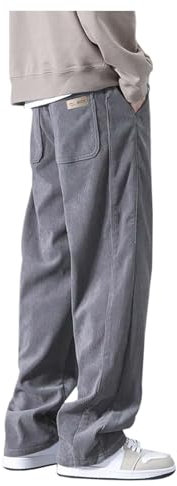 SRZYMJ Herren Fleece-Hose mit Taschen, Offener Unterseite Trainingshose Jogginghose Herren Winter Cordhose Herren Loose Fit Gürtel Für Wanderhose Skihose 164 Kurze Baumwollhose Herren Grey L