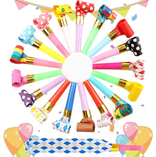 SGERUFZ 20 Trombette per Feste Bambini, Trombette Compleanno, Trombette Carnevale, Fischietti per Feste, Ideali per Compleanni, Feste Bambini, Banchetti, Graduazioni