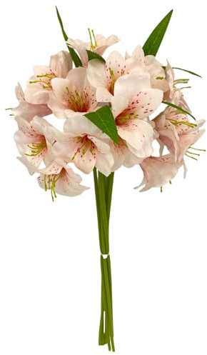 BQEE Bouquet di gigli selvatici artificiali, fiori di seta da 42 cm, realistici al tatto, per matrimoni, decorazione per casa e ristorante, diversi colori disponibili (rosa chiaro)