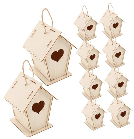 MUELODSIC 12pcs DIY Wooden Birdhouse Kit for Unfinished Crafts Build and Paint Outdoor Garden Hanging Decor Enhance Creativity and Fine Motor Skills for Boys