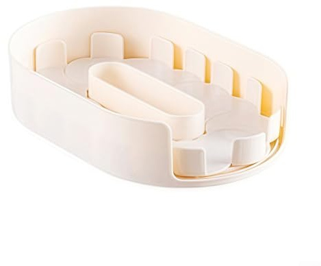 Estante para especias giratorio 360°, organizador Lazy Susan para armario de cocina, soporte transparente de PET para especias, carrusel para especias que ahorra espacio, 33 x 22 x 7 cm (beige)