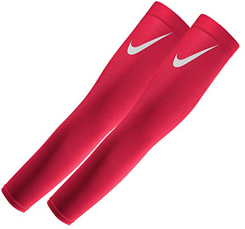 NIKE Manchons de bras Pro Dri-FIT 3.0 pour adulte, Rouge vif/blanc, small/medium