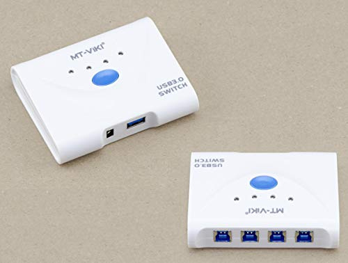 KALEA-INFORMATIQUE Boitier de partage USB 3.0 type switch 4 ports. Avec alimentation, pour partager un périphérique USB3 sur quatre PC différents