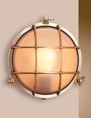 Licht-Erlebnisse LED Wandleuchte Rund Glas Messing IP54 Maritim SIRENA Schiffslampe Außenbeleuchtung Haustür Terrasse