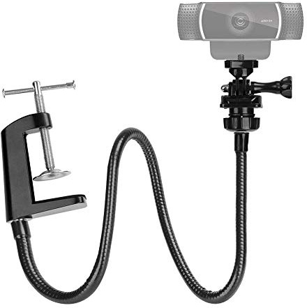 N/Y Support de caméra de bureau pour webcam de bureau avec pince à mâchoire de bureau durable avec col de cygne flexible pour webcam Logitech tous les téléphones portables