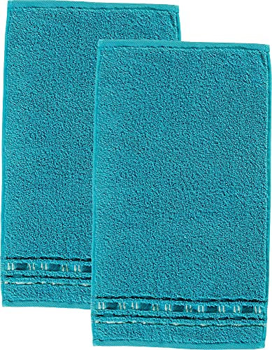 Erwin Müller Gästetuch 2er-Pack - Achern türkis Größe 30x50 cm - 500g/m² - schnell trocknend, extra saugstark, beidseitige Schlaufen