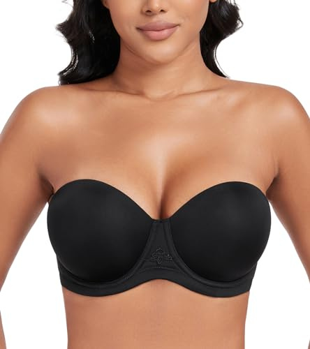 DotVol Women's Multiway Strapless Bra Full Figure Underwire Contour Beauty Back Plus Size Bra(38D, Black)