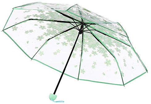 Regenschirm 3 klar, klar Regenschirm Falten Sie Ihre Ausrüstung Regenschirm Schwarz Rot (Green, One Size)