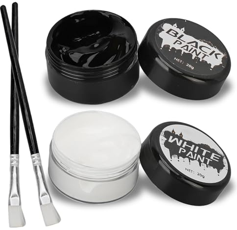 Halloween Ansiktsmålningskit, Halloween Cosplay Makeup Svart + Vit Ansiktskroppsmålning, Special Effects Makeup Kit, Dress Up Ansiktsmålning Kit, för Halloween DIY Cosplay Temafester