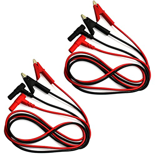 RUNCCI-YUN 4PCS 2 paire pince crocodile câble de test câbles de test pour multimètre 15 A 100cm fiche banane vers pince crocodile câble de test pour multimètre 0,8 m 4 mm