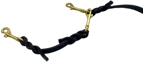 Ravenox Leather Dog Collar Safety Cord | Double Ended Safety Clip Harness for Head Halters, Prong Collars, Martingales or Training Tab | USA Amish Handmade Latigo Leather