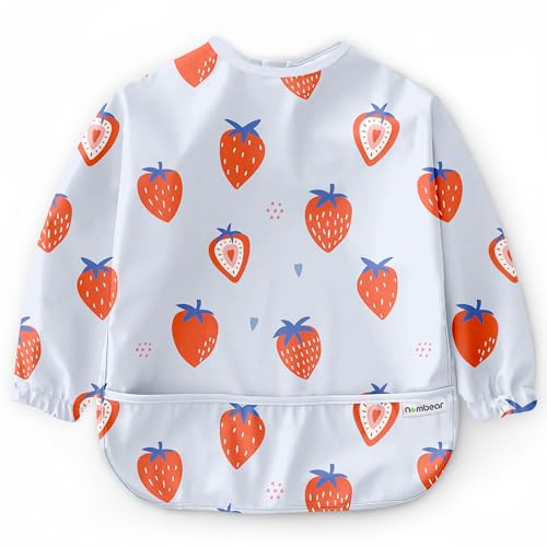 Nombear Baby Lätzchen mit Ärmeln für BLW (6 bis 24 Monate), 1 Packung - Wasserdichtes Ärmellätzchen Alternative zu Silikonlätzchen, Ganzkörper Lätzchen Baby, Babylatz Beikost Zubehör