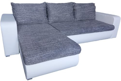 Ecksofa mit Schlaffunktion BOSTON in grau-weiß
