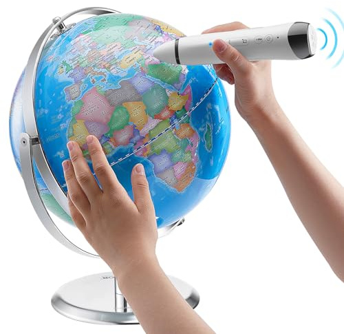 VEVOR Talking World Globe, 228,6 mm, interaktiv glob för barn tidigt lärande undervisning, pedagogisk jordglob med smart talpenna LED-nattlampa USB-gränssnitt, gåvor för barn pojkar och flickor