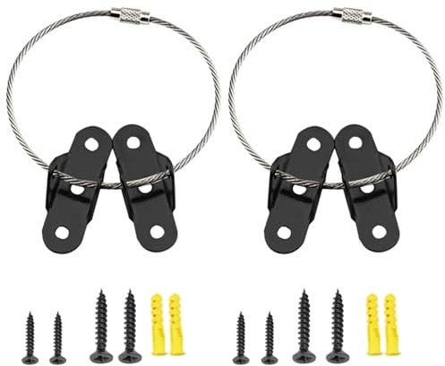 2 Stücke Möbel Kippsicherung, Anti-Kipp Kippschutz Möbel Wandanker Wandbefestigung für Schrank, Garderobe, Schubladen, Kommode, Bücherregal (Stahldraht mit Schwarz)