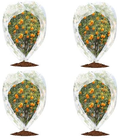 4Pack Fruit Tree Netting Bird Protection with Zipper & Drawstring – 2.5x3.5ft Garden Netting Mesh Pest Barrier Netting Bag for Plant Protection, Blueberry Bush, Trees & Vegetables
