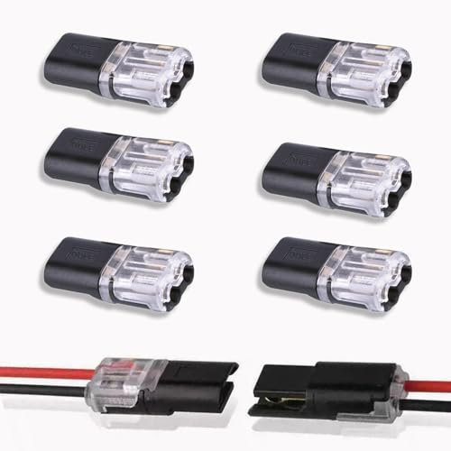 6 Pcs Wire Connectors Push Fit, Electrical Connectors Led Weld-Free Strip-Free Terminal Interpluggable Connector with Lock, Suitable for 18-22AWG Wire Solder-Frees Splice Connector