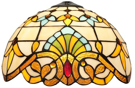 Pantalla de repuesto for lámpara Tiffany, pantalla de techo de vitral barroco de 30 cm, estilo vintage Art Déco for lámparas de mesa, lámpara colgante de pie.
