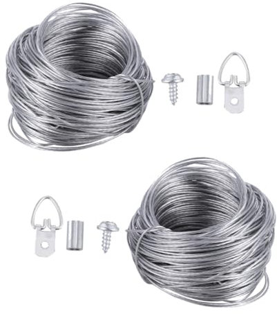 HOLIDYOYO 2sets Picture Frame Hanging Kit Picture Hanging Wire Photo Frame and for Easy Wall Mounting for Living Bedroom and Office Decorations