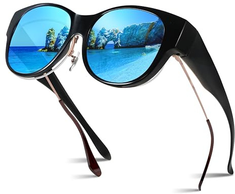 Hifot Polariserade solglasögon passar över glasögon för kvinnor och män, UV-skydd polariserade solglasögon använda över graderade glasögon, mode runda solglasögon för kvinnor och män