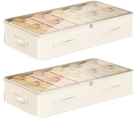 Under Bed Storage 2 Pack, Underbed Storage Boxes with Lids 72L for Clothes