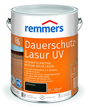 Remmers Dauerschutz-Lasur UV ebenholz, 5 Liter, Holz UV-Schutz für außen, auch für helle Farbtöne und farblos UV+, blockfest, wetterbeständig