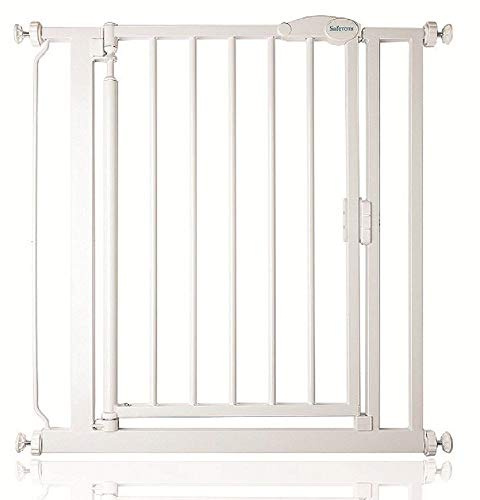 Safetots Barrière de Sécurité à Pression à Fermeture Automatique, Étroite, Barrière d'Escalier à Fermeture Automatique pour Bébé, Barrière de Sécurité, 68,5cm - 75cm, Couleur Blanc