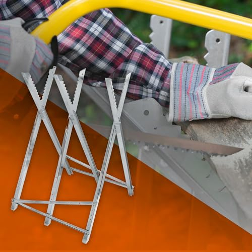 ECD Germany Caballete para Motosierras 82 x 73,5 x 83,5 cm hasta 150 kg Banco Aserradero para Ayuda Cortar Troncos de Madera Leña Bastidor con 3 Soportes Dentados Ajustable y Plegable