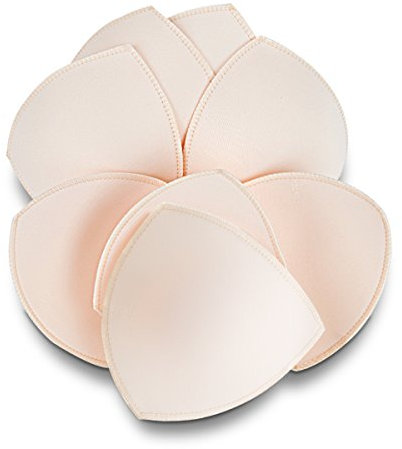 SERMICLE BH-Einsätze, 4 Paar, BH-Pads, genäht, abnehmbar, für Sport-BH, B/C, C/D und D/E Cup optional, Beigefarbenes Dreieck, B/C Körbchengröße