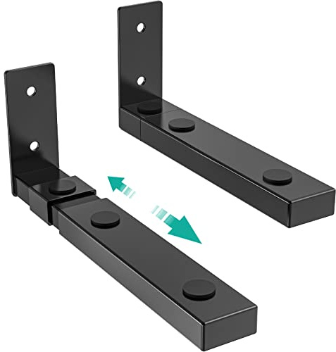 WALI - Supporto da parete per altoparlante a canale centrale, supporto per supporto a doppia staffa, fino a 13,6 kg, braccio regolabile da 7 a 29,2 cm (SLK201), colore: nero