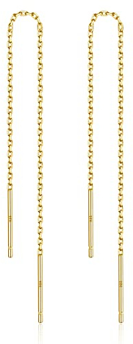 LINGBG Gioielli in argento sterling 925 infila orecchini a catena lunga orecchini infila goccia orecchini per le donne gioielli leggeri minimalistici, Argento sterling, Nessuna pietra preziosa