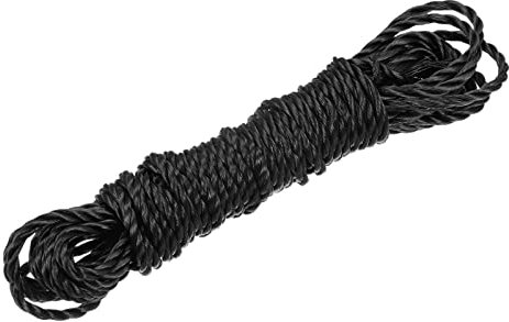 sourcing map Torcida Albañil Línea Nylon Cordel Cuerda Cordón Negro 8M/26 Pies 4mm Diámetro para Redes, Paisajismo, Hogar Mejora, Bricolaje Proyecto, Artesanía, Albañilería