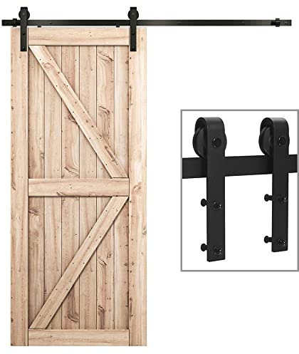 ETIASQSA 183CM/6FT Schiebetürbeschlag Schiebetürsystem Gleitschiene Holzschiebetür Schwarz Geeignet für individuelle Schiebetüren