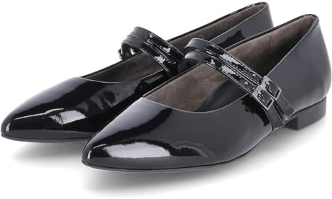 Paul Green Ballerines classiques pour femme, Noir laqué, 37 EU